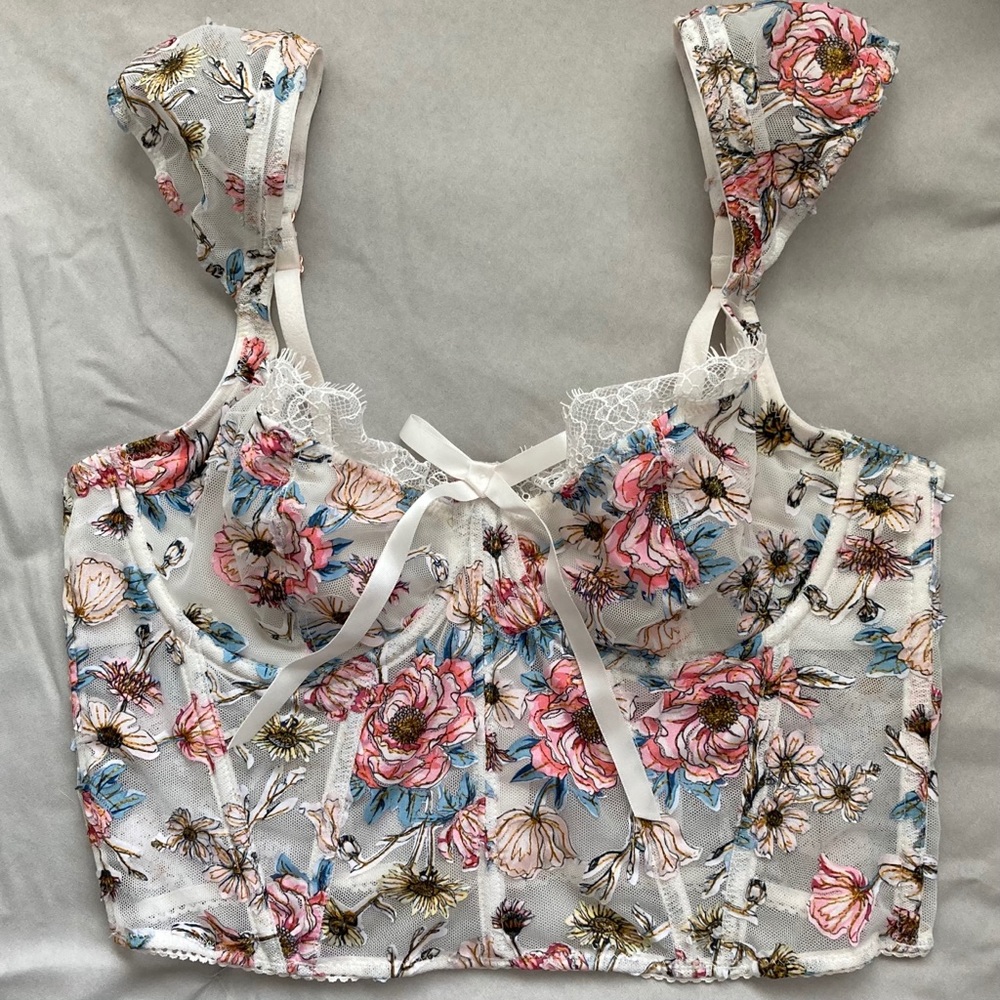 Victoria’s Secret Bra Top 34C White Floral